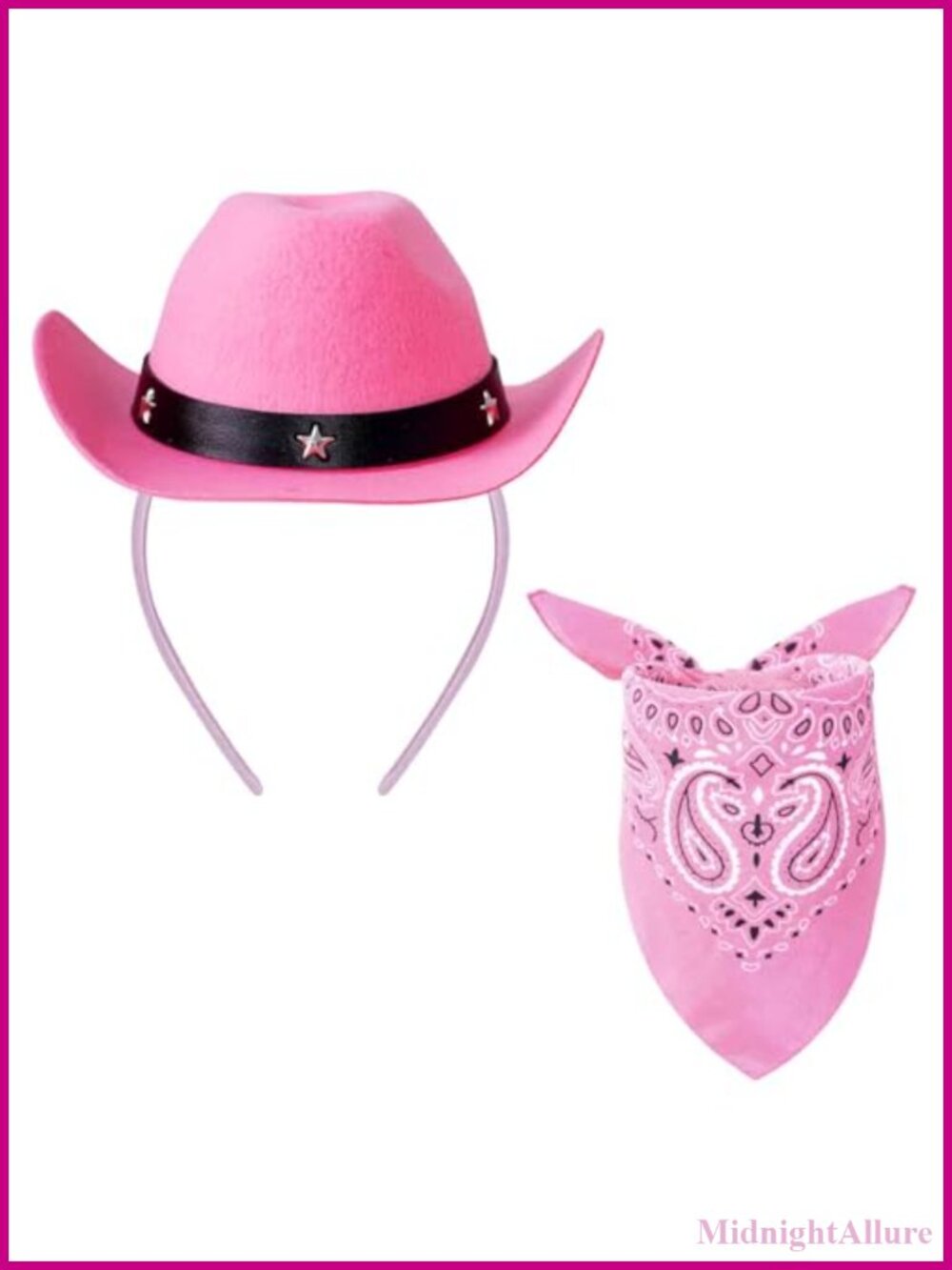 Cowboy Hat Headband with Bandana Polyester Western Costume Accessory